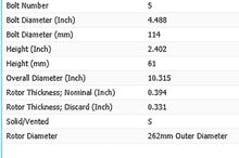 Load image into Gallery viewer, REAR 262MM 31452 LH/RH PAINTED BRAKE ROTORS FITS HYUNDAI ELANTRA 2007-2010