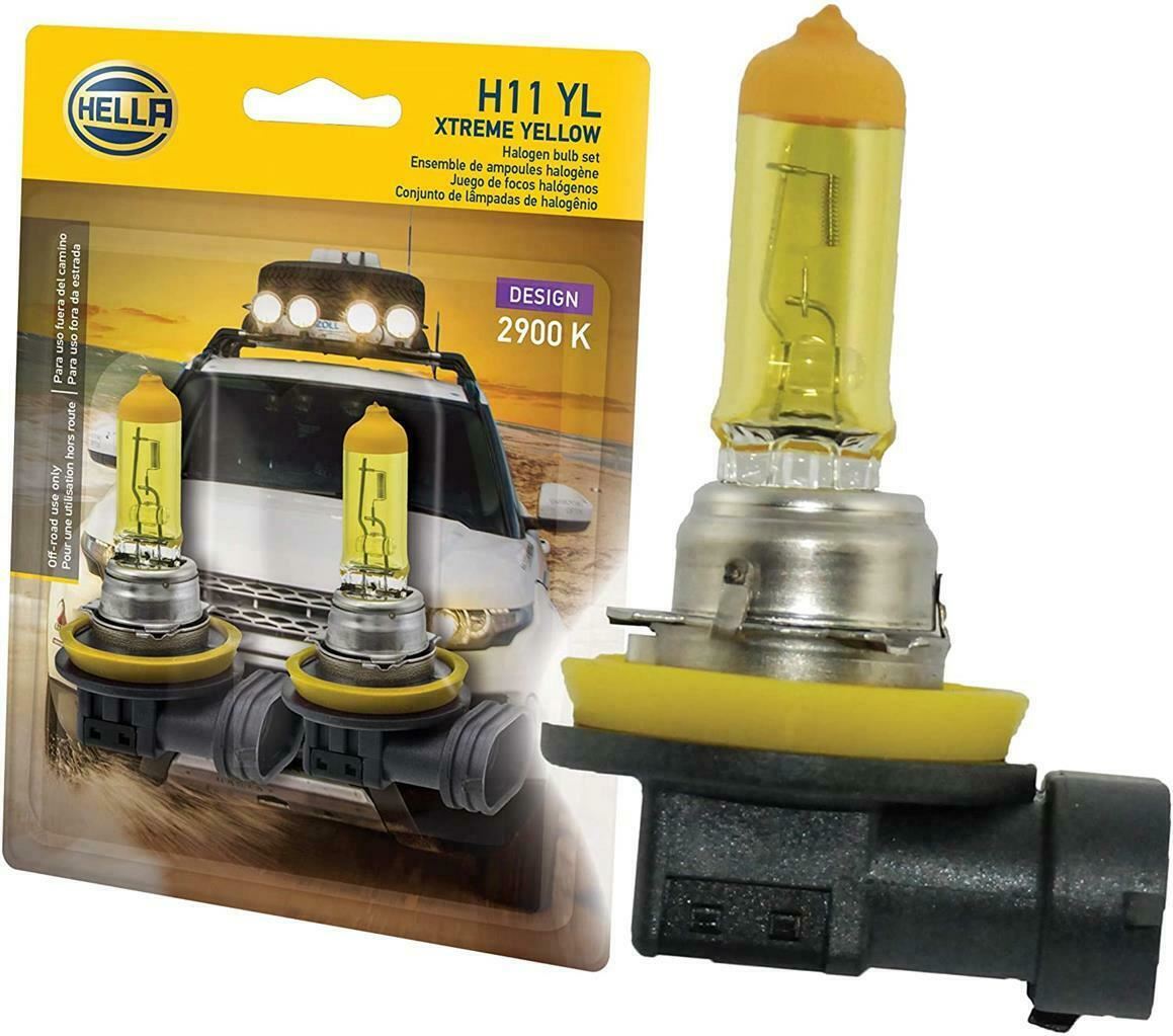 HELLA H11 YL Twin Blister Xtreme Yellow Bulb (12V 55W), 2 Pack