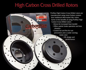 PROMAX 22-55133/21-1194 REAR CARBON DRILLED ROTORS& CERAMIC PADS WITH HARDWARE F