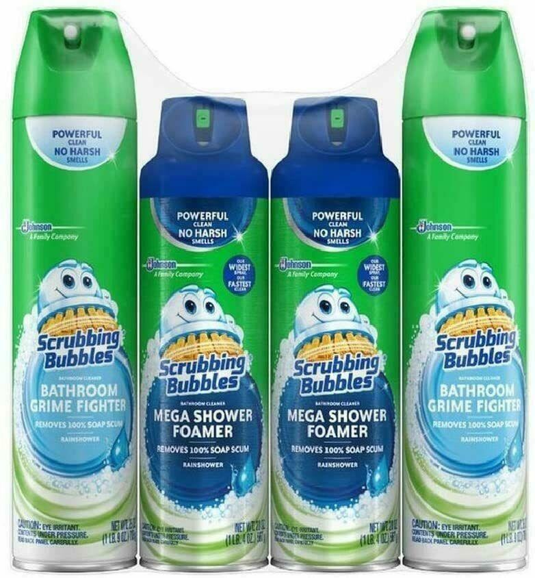 Scrubbing Bubbles Bathroom Grime Fighter, Mega Shower Foamer 4 Pack Total 90 oz