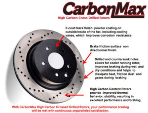 FRONT CARBON DRILLED ROTORS& CERAMIC PADS W/HARDWARE FITS AUDI 22-34499/21-1322