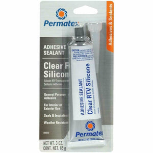 Permatex 80050 Clear RTV Silicone Adhesive Sealant 3 oz Tube - Pack of 12