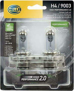 HELLA 9003 2.0TB High Performance Bulb, 12V, 60/55W, 2 Pack