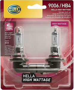 HELLA 9006 80WTB Twin Blister High Wattage Bulbs, 12V, 2 Pack